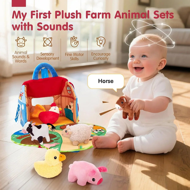 Baby Surprise Barn Toy – Plush Farm Animals with Real Sounds
