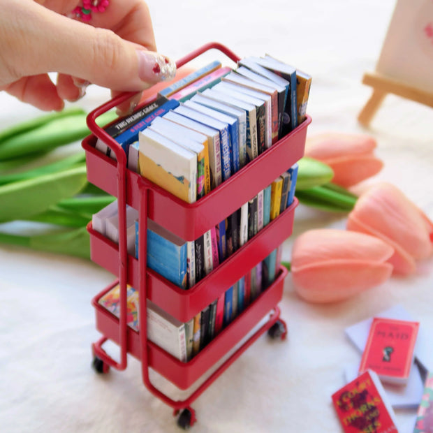 Mini DIY Three-Tier Storage Cart – Creative Scene Decor | Handcrafted Mini Display & Storage