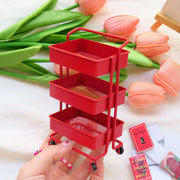 Mini DIY Three-Tier Storage Cart – Creative Scene Decor | Handcrafted Mini Display & Storage